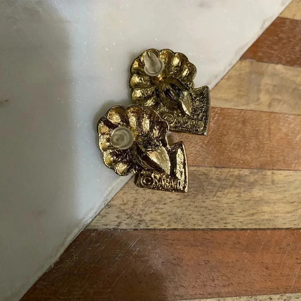 Vintage - Sarah Coventry 1980 Signed Earrings Gold Tone - Picture 3 of 4